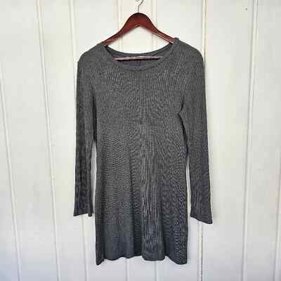 Reformation Jeans Gray Ribbed Long sleeve Boatneck Mini Dress sz M | eBay