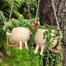 Cute Swing Planter Pot Hanging Succulent Flower Plants Pots Basket Garden Decor