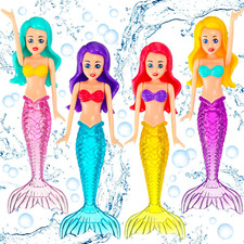 4 Pieces Mermaid Dive Toys Mermaid Bath Toys Colorful Mermaid Pool Toys Swimming
