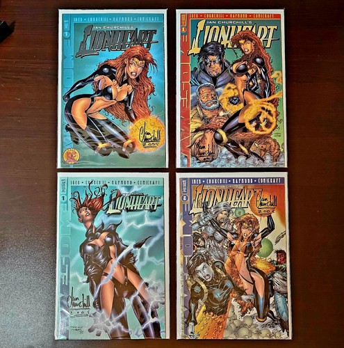 LIONHEART SIGNED LOT 4 Run 1 1C 1D 2B Chruchill/Loeb Dynamic Forces Comics NM! - Picture 1 of 18