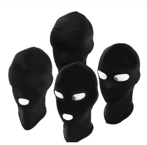 Black Spandex Full Hood Face Head Cover Role Play for Unisex Mask Slave Costume - Picture 2 of 43