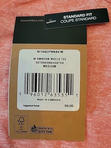 Neu - North Face Damen Dawndream Muskel T-Shirt Retro Orange Meliert Medium - Bild 2 von 6