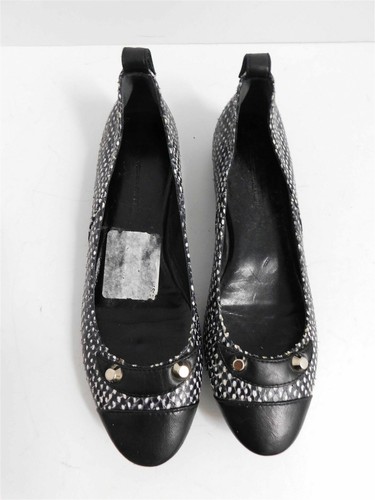 New Balenciaga Paris Arena Black White Genuine Snakeskin & Leather Flats 36.5 - Picture 3 of 6