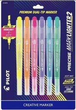 6pk Highlighters Pilot Precise Marklighter2 Dual Tip Marker Assorted Colors