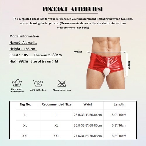 Herren Shiny Metallic Low Rise Boxershorts Schritt offen Shorts Höschen Unterwäsche - Bild 37 von 51