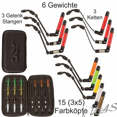 JRC Kurve Slim Indicator Black Neon 3er Set Bissanzeiger + Gewichte 5 Farben Kva