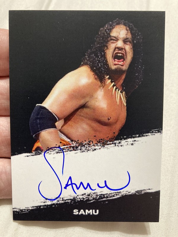 WWE auto card Samu Headshrinkers Wwf tag team signed