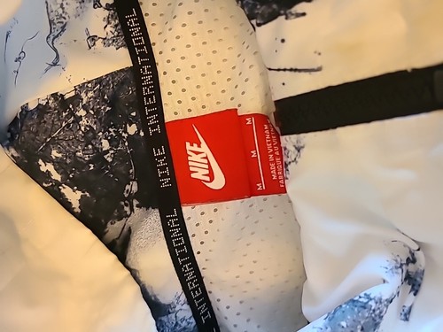 Nike International White Black Marble Windbreaker Jacket size M Hooded - Picture 8 of 11