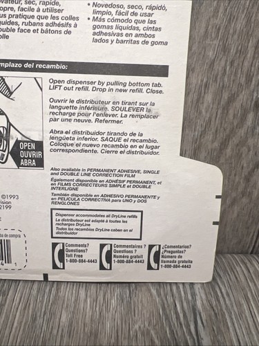 Liquid Paper DryLine Temporary Adhesive Refill Gillette Vintage 1993 See Details - Picture 11 of 11