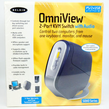 BELKIN OmniView SOHO F1DS102U KVM Switch Audio PS/2 USB VGA 2-port PC Mac Linux