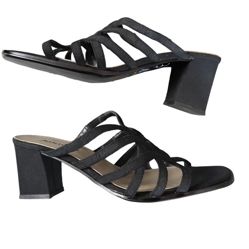 Jasmin East Square Toe Block Heel Strappy Sandals Womens Size 6.5 Black Y2K - Picture 6 of 10