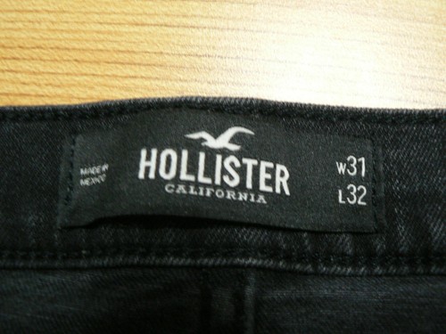 -HOLLISTER SKINNY EPIC FLEX MEN SZ 31 (31x31) BLACK DENIM JEANS-9.5" LOW RISE - Picture 8 of 12