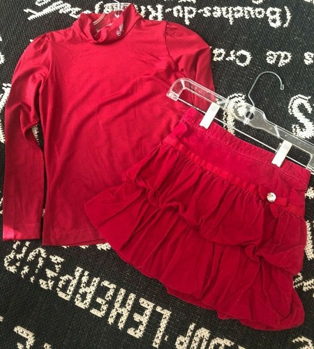 New GYMBOREE Sz 6 Red Wine Corduroy TIERED RUFFLE Bubble SKIRT Elastic Mini - Picture 6 of 12