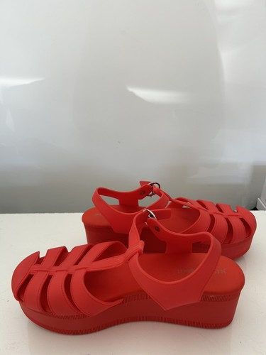 Jeffrey Campbell Sz 10 Sandals Candied Jelly Platform Fisherman Matte Orange - Picture 3 of 7