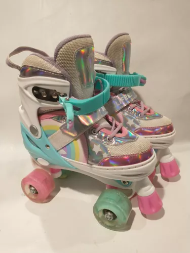 Sulifeel Rainbow Unicorn Adjustable Girls Roller Skates Size Med 13C-3Y