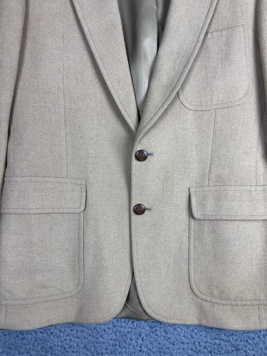 Vintage Bill Blass Sport Coat Mens 42 Tan Beige 100% Camel Hair Blazer Jacket - Picture 2 of 12