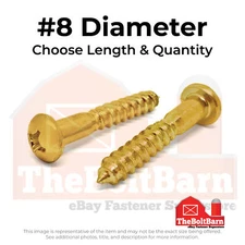#8 Brass Phillips Round Head Wood Screws (Choose Length & Qty)