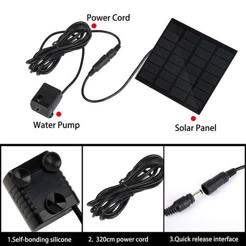 Solar Powered Water Pump Fountain Pool Pond Water Sprinkler Sprayer New 2021 - Picture 8 of 10
