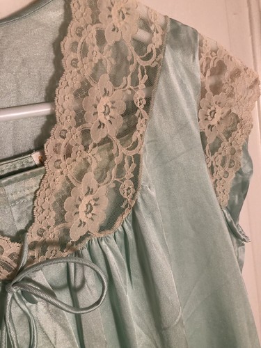 Vintage Schlafanzug Damen Größe 34 zart weich grün & Spitze - Bild 5 von 9