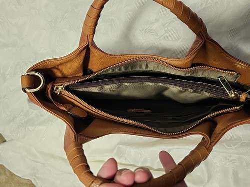 Kattee Leather Crossbody Top Handle Satchel Tote Shoulder Bags Sorrel Brown NWT - Picture 8 of 11