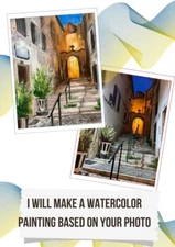 Custom orders in watercolors Individual painting based on your photo Landscape