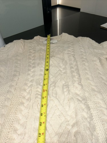 Men’s Wallace & Barnes Shetland Wool Ivory Fishermans Knit Sweater NWT Small - Picture 6 of 8