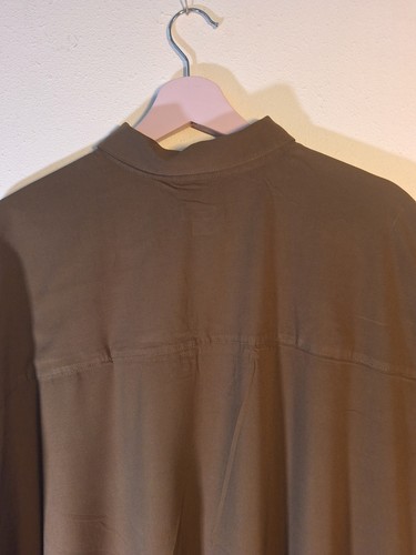 J.Jill Shirt L Olive/Brown Rayon/Spandex Lg Sleeve Button-up Collared 1Pocket - Picture 7 of 16