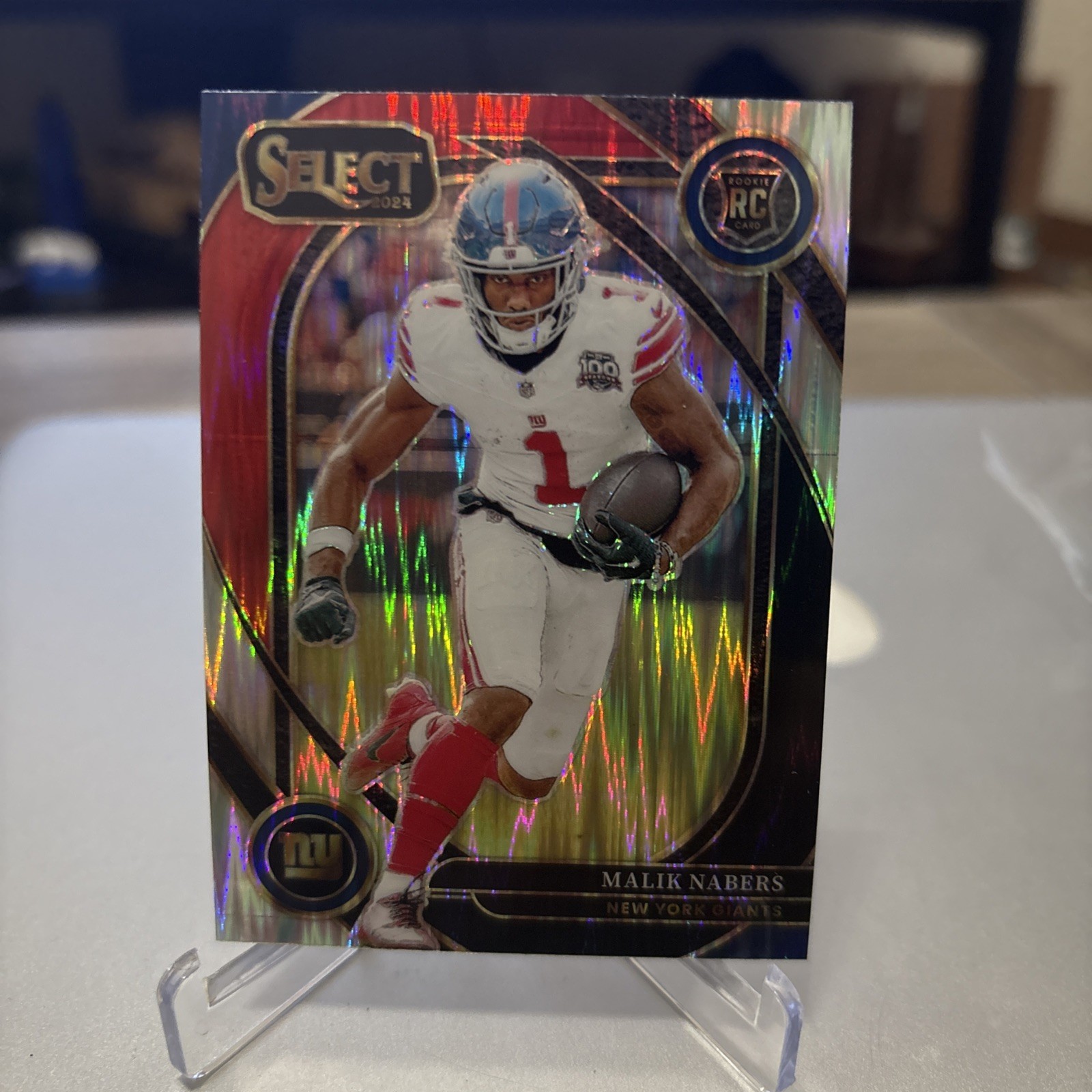 2024 Panini Select - Club Level Malik Nabers #220 Black & Red Shock Prizm (RC)