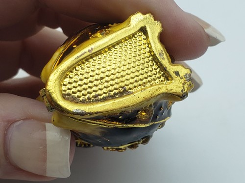 Cloisonné Scatola Portagioie Smaltata Gioiellata Mini Cerniera Gufo LEGGI - Foto 6 di 6