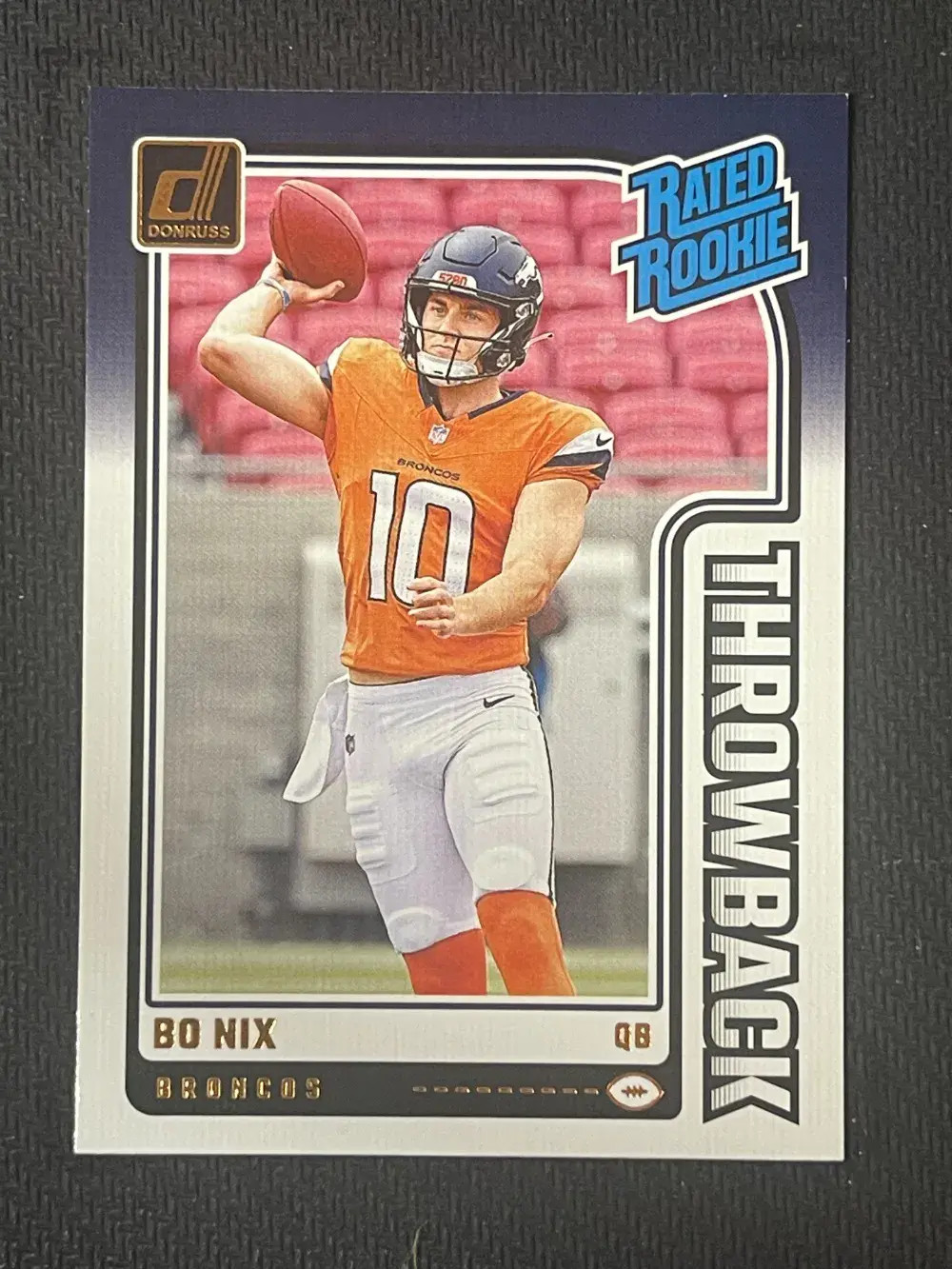 2024 Panini Donruss Rated Rookies Throwback RC #46 Bo Nix Broncos JP