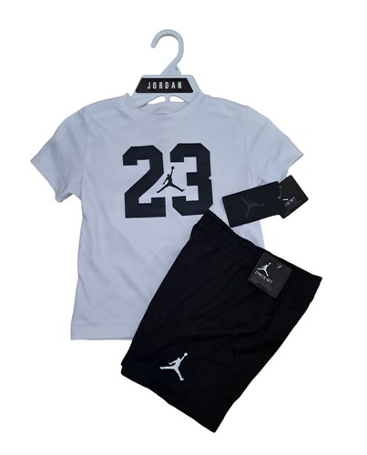 Jordan Boys Dri Fit Short Set Size 4T -2PC Set Top Shorts Black / White NWT