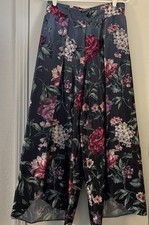 Victoria's Secret Satin Floral Flowers Slit Wide Leg PJ Sleep Pants Sz Small