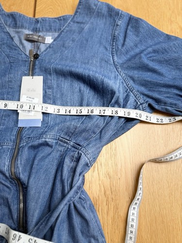 Como Nuevo Mono Denim Terciopelo Índigo Cremallera Frontal Reino Unido 18 Nuevo Con Etiquetas - Imagen 7 de 8