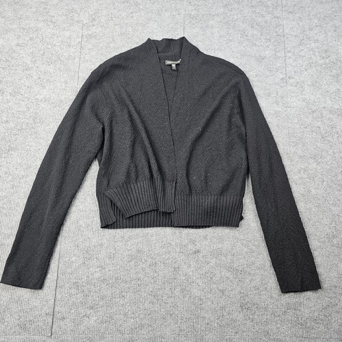 Eileen Fisher Cardigan Womens Medium Wool Black Open Front Sweater Minimalist - Picture 1 of 6