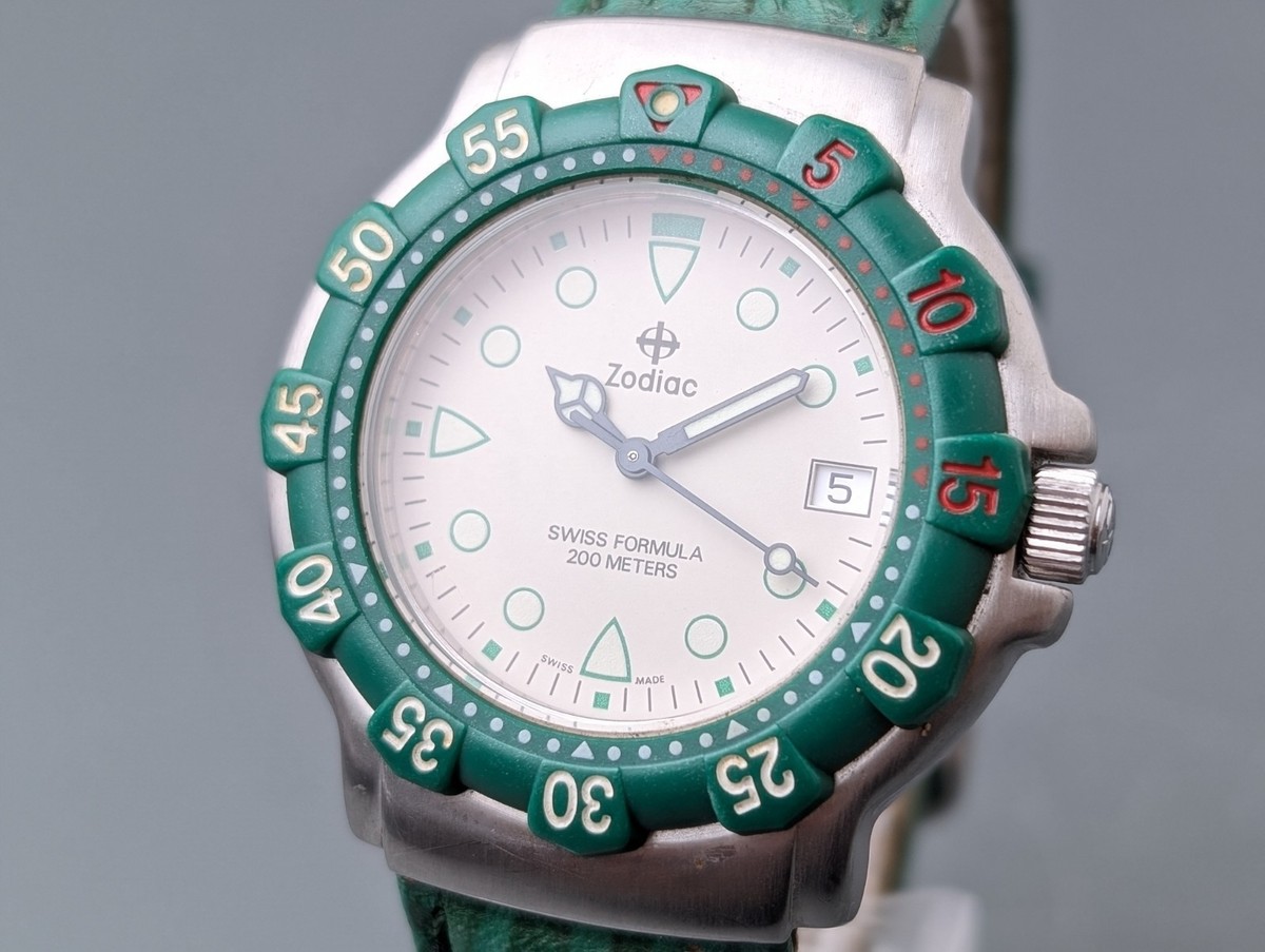 Zodiac Formula Green Quartz Men's Watch 200m Vintage 36mm | eBay