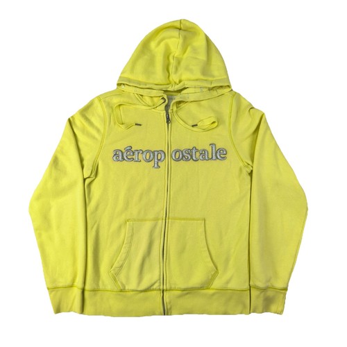 Aeropostale Y2K Full Zip Sweatshirt Hoodie Large L Neon Yellow Raised Logo EUC - Picture 12 of 12