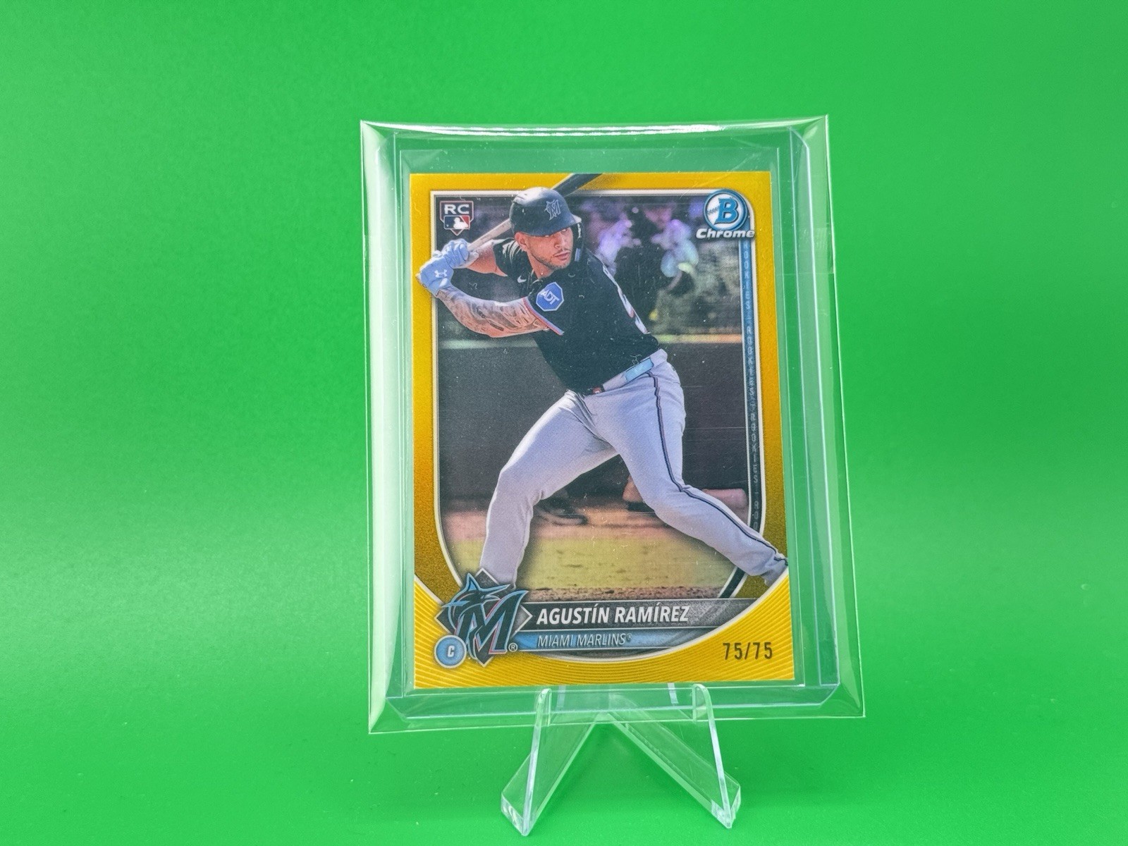AGUSTIN RAMIREZ 2025 Bowman Chrome yellow Refractor RC /75 Marlins 🔥