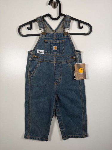 Brandneu mit Etikett Carhartt Baby Unisex gewaschen Denim Latzhose Arbeitskleidung blau Gr. 12M 11x10 - Bild 1 von 13