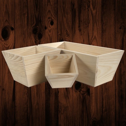 Wooden Indoor Plant Pots Vintage Style Decorative Planter Boxes for Art Craft - Picture 2 of 35