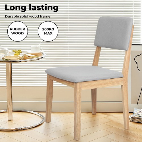 Levede 2x Dining Chair Solid Wood Lounge Seat Back Upholstered Linen Padded - Picture 8 of 12