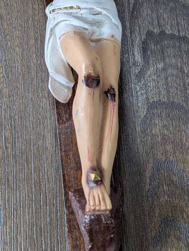 Hängendes Wandkruzifix INRI 19,25" Holz Harz religiös christlich katholisch Jesus - Bild 8 von 20