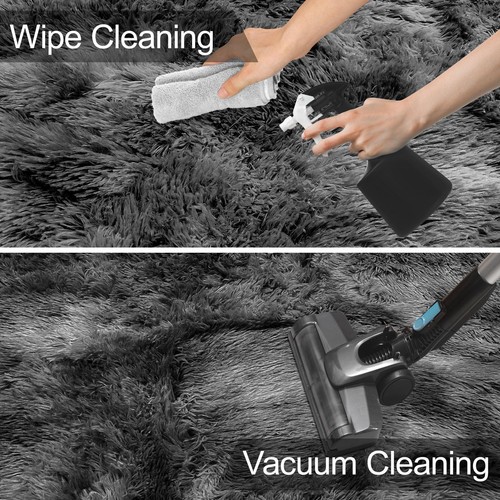 2x6 Feet Black Rugs for Bedroom Fluffy Runner Area for Living Gray Soft Fuzzy - Picture 7 of 7
