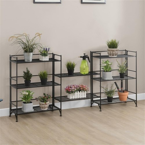 Xtra Storage Three-Tier Wide Folding Shelves w/Two Extensions in Black Metal - Bild 2 von 9