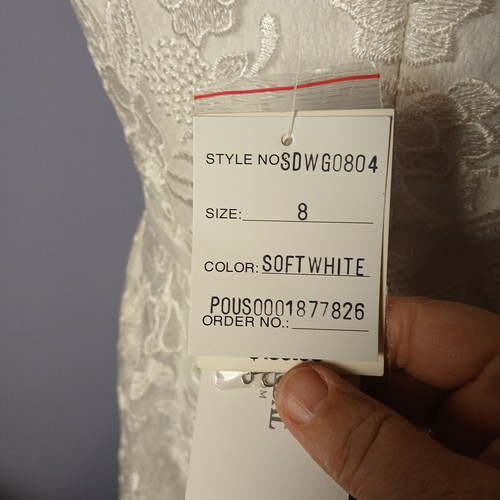 Davids Bridal Dress SZ 8 Lace Midi A Line Formal Evening Prom Party White NWT - Picture 17 of 18