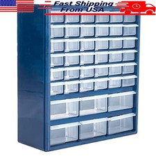 42 Compartment Polypropylene Storage Drawers Desktop/Wall Mount Organizer New
