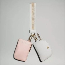 NWT Vapor / Gold / White Lululemon Dual Pouch Wristlet