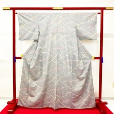 Japanese Kimono 'KOMON' Polyester/Shibori pattern/Traditional/Length:167cm N1002
