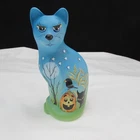 Fenton Opal Satin GSE Treat Street Hand Painted Stylized Cat LE 2018 M5