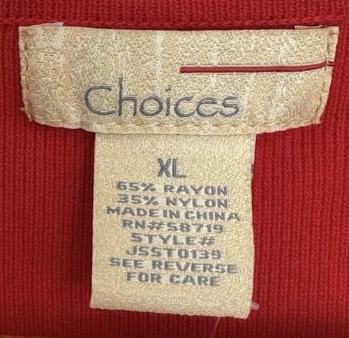 Choices Women’s Tank Top XL Red Pullover Sleeveless Round Neck Solid Shirt NWT - Picture 7 of 8