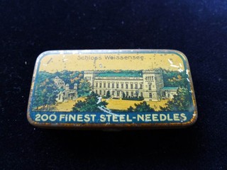 Grammophon Nadeldose "Schloss Weissensee" rare needle tin